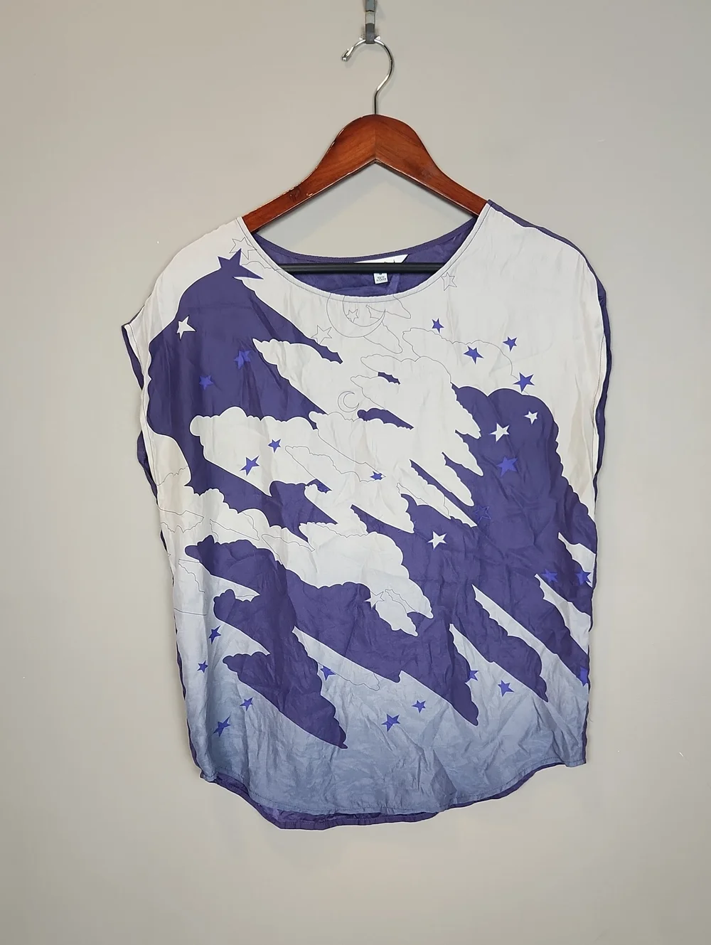 Cabi Stargazer Purple Blue 100% Silk Top Size Small